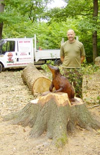 Andrew Barton with his badger carving