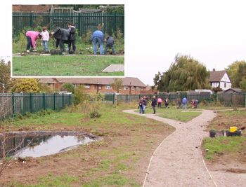 Residents and volunteers at the Mandip Wildlife Garden