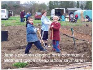 Janes_Children working on the allotment