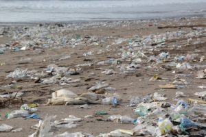 plastic waste on beach