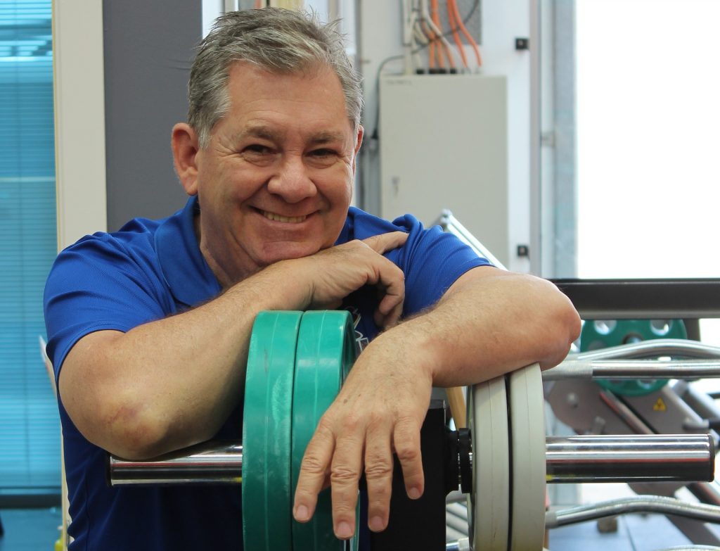 Older man about to start a fitness session