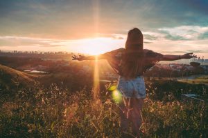 Woman standing on Mountain