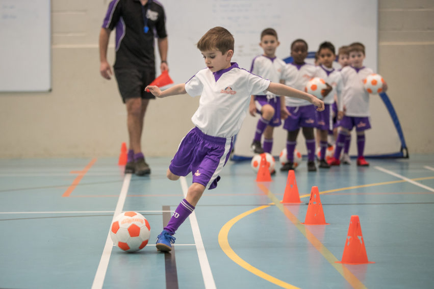 Indoor football is a great winter activity for kids