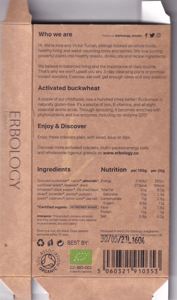 Review: Erbology plant-based, organic, snacks and fruit juices