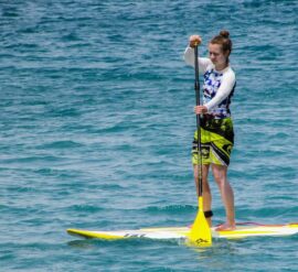 Paddle boarding is fun and challening and offers many health benefits, too
