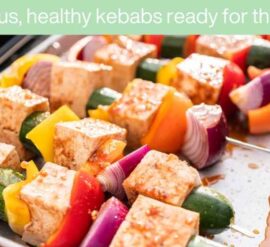 Consider tasty, healthy food BBQ options such as these tofu and veggie kebabs