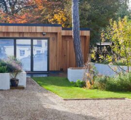 One of the advantages of garden offices, as the pictures shows, is being close to nature