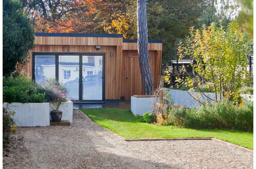 One of the advantages of garden offices, as the pictures shows, is being close to nature