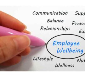 This image shows elemments of workplace wellbeing